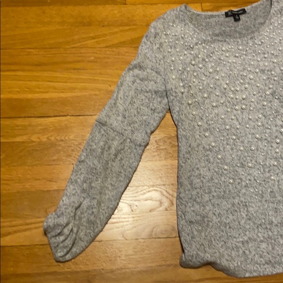 NWT- Medium Inc. grey sweater with faux pearls - Picture 2 of 3